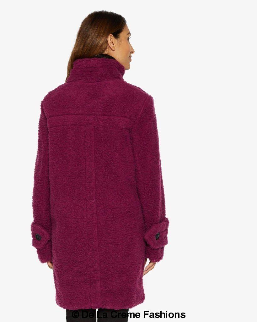 Rose Eleusis Julie high neck Borg teddy coat, cozy fleece-lined jacket with a high collar and plush teddy fabric.