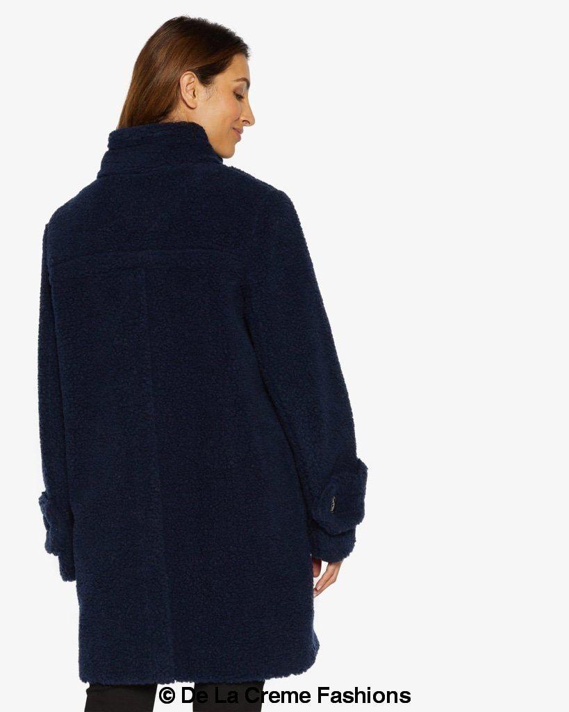 Rose Eleusis Julie high neck borg teddy coat, cozy fleece-lined jacket with high collar and plush texture for warmth.