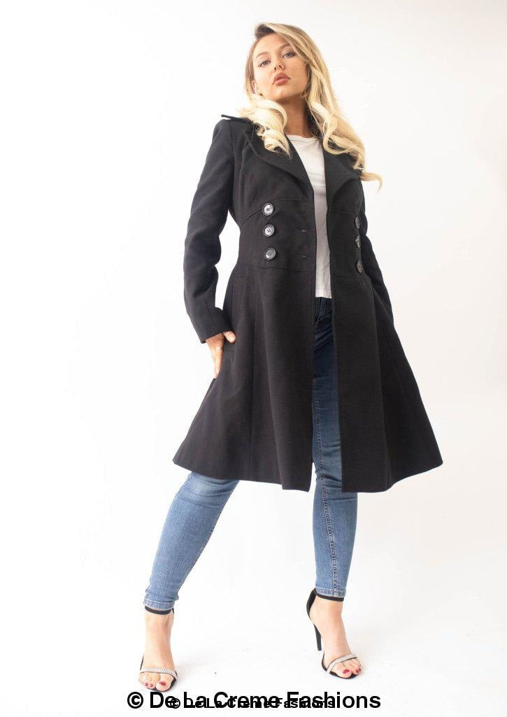Rose Eleusis Kirsty Slim Fit A-Line Coat shown in a stylish jacket with a tailored silhouette and classic design.