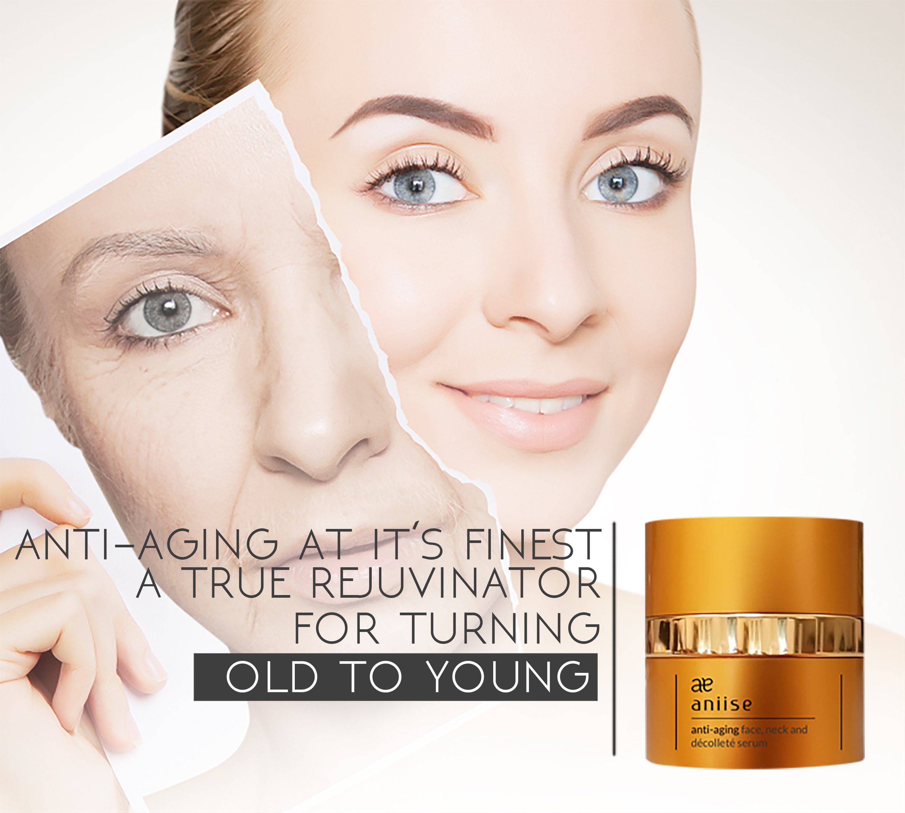 Purple Maple anti-aging face, neck, and décolleté serum applied to smooth skin in a skincare routine.