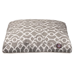 Rose Chloe Majestic Pet Athens Gray Medium Rectangle Dog Bed with plush fabric and cushioned support for comfort.