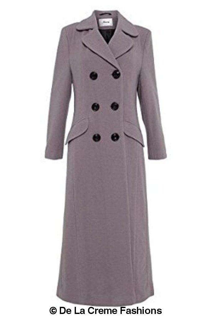 Rose Eleusis wool blend double-breasted long coat, stylish winter jacket with tailored fit and button details.