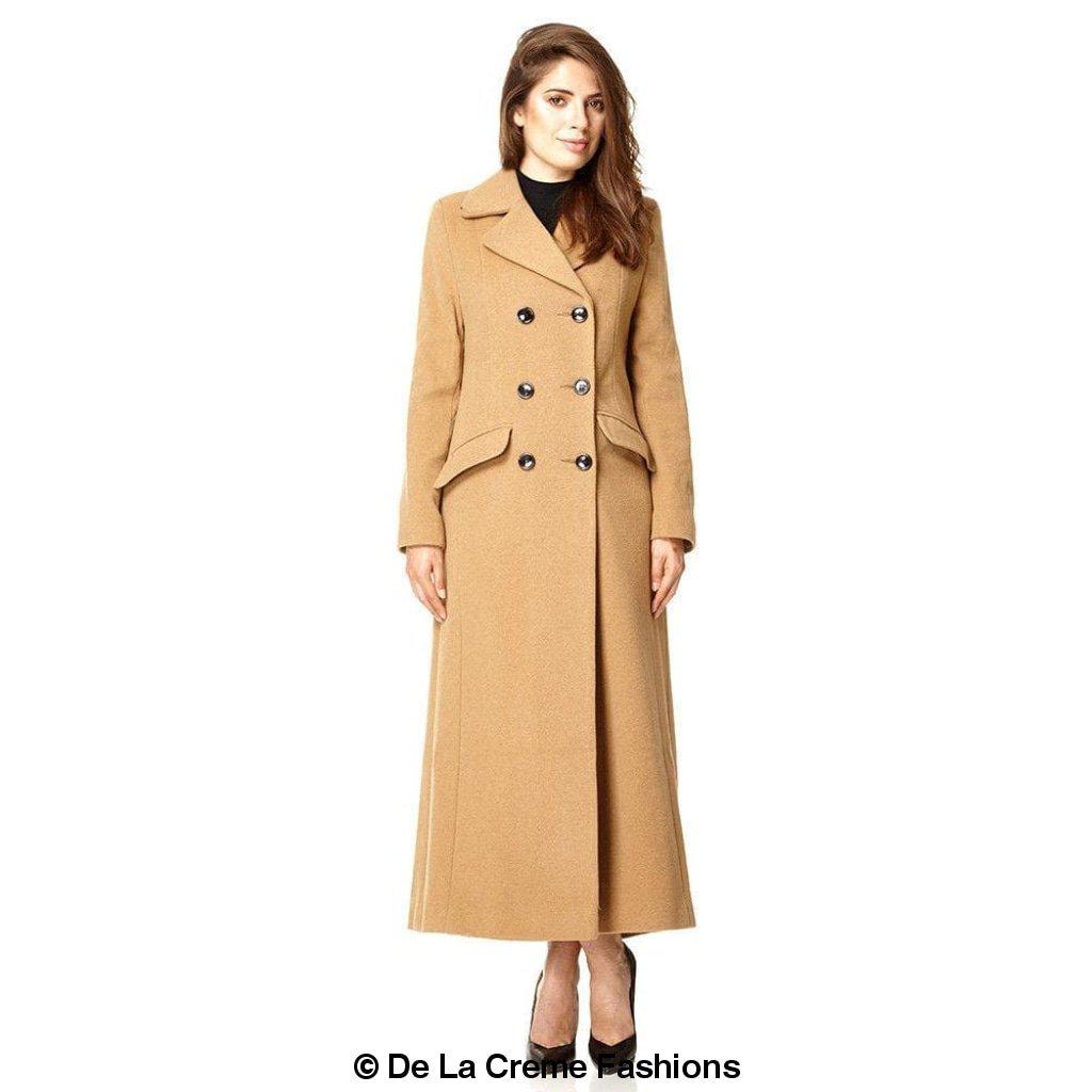 Rose Eleusis wool blend double-breasted long coat, stylish winter jacket in a classic design with a tailored fit.