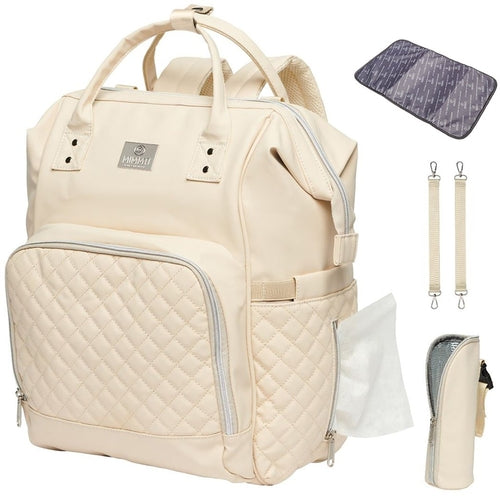 Ochre Athena MIMMTI® 2.0 leather diaper bag for parents, featuring spacious compartments and stylish design.