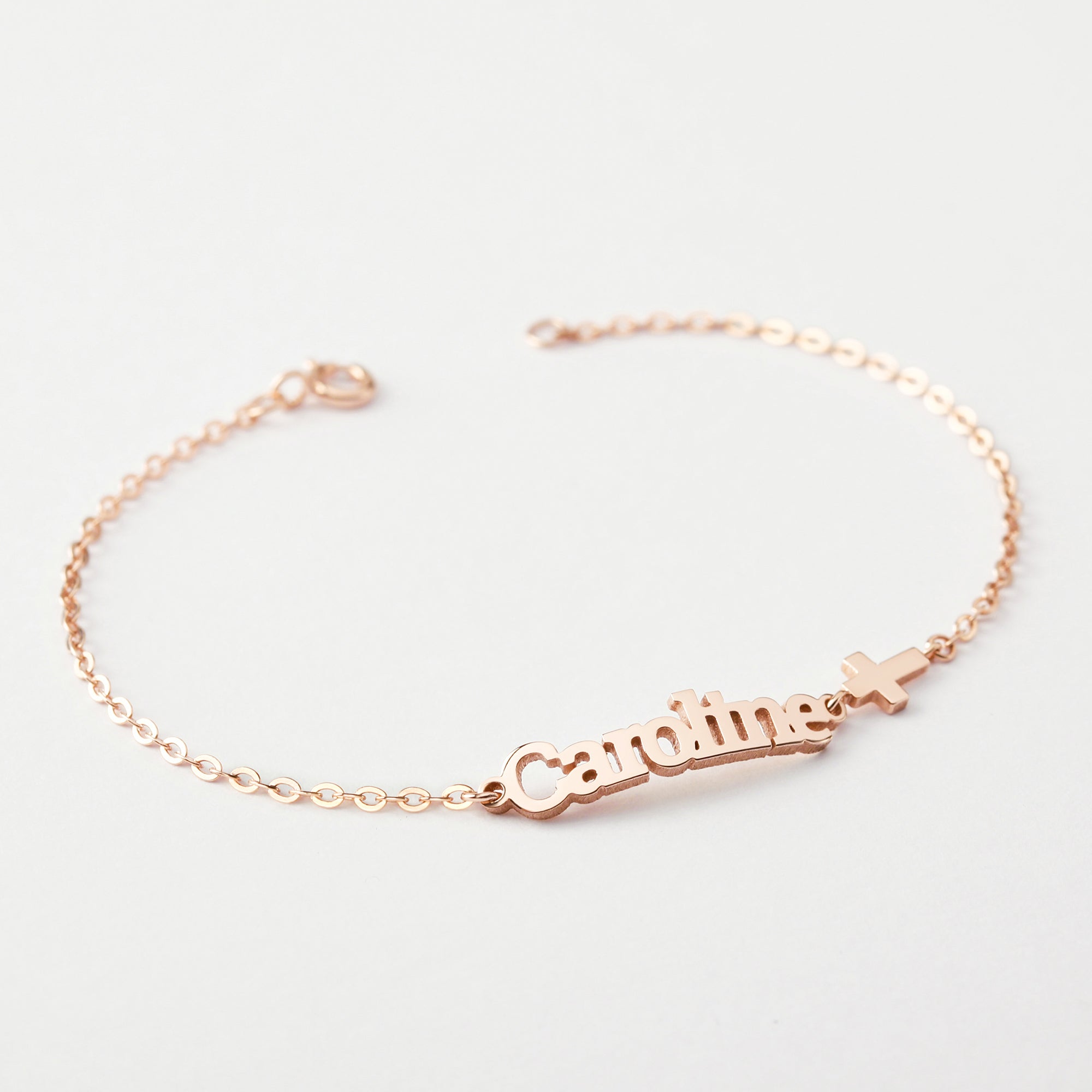 Green Millie custom name bracelet for teenage girls, featuring personalized jewelry with her name in stylish bracelet design.