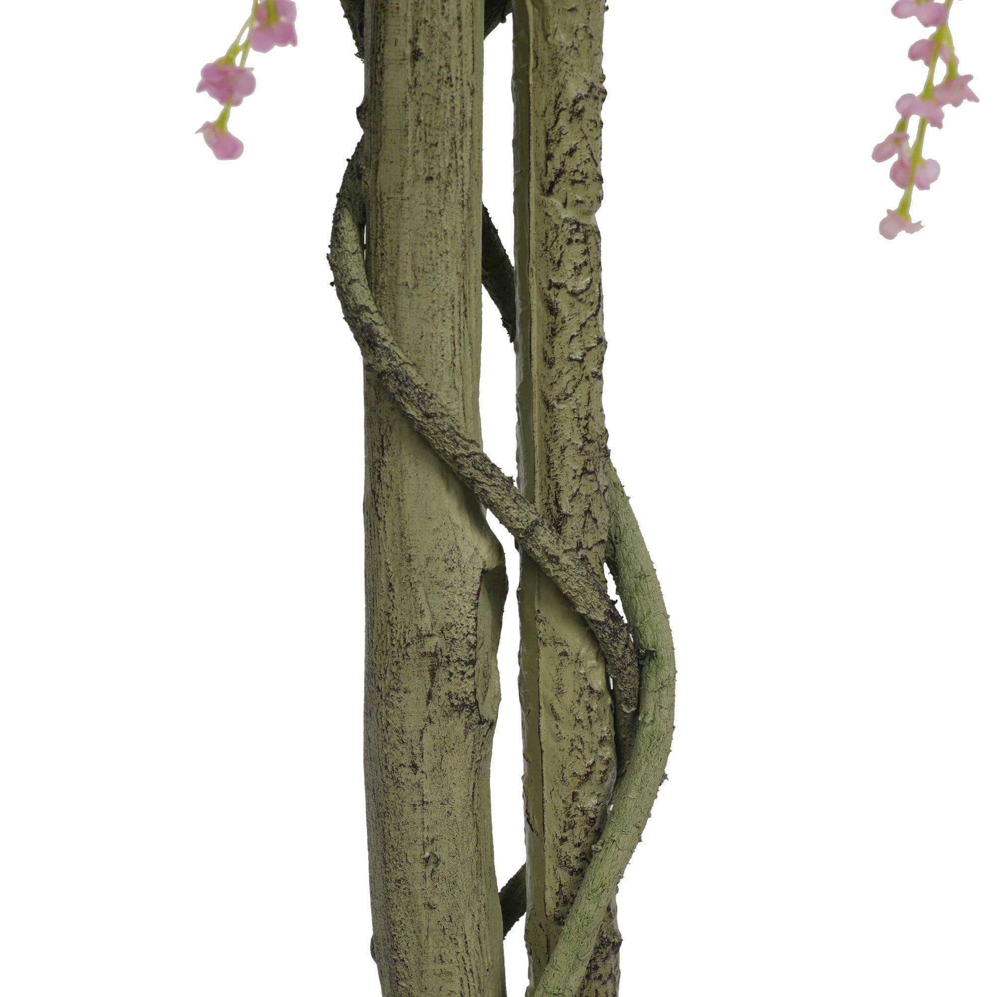 Pink flowering artificial Wisteria plant from Lemon Artemis, 180cm tall, used for home decor with cascading pink blossoms.