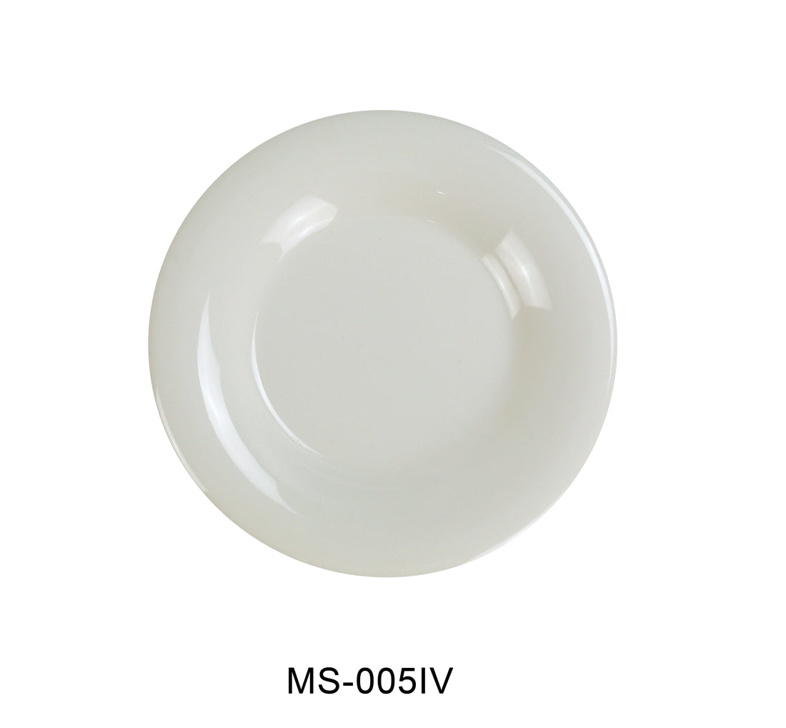 Lime Atlas Yanco MS-005IV Mile Stone round plate with wide rim, white ceramic dinnerware for home and garden use