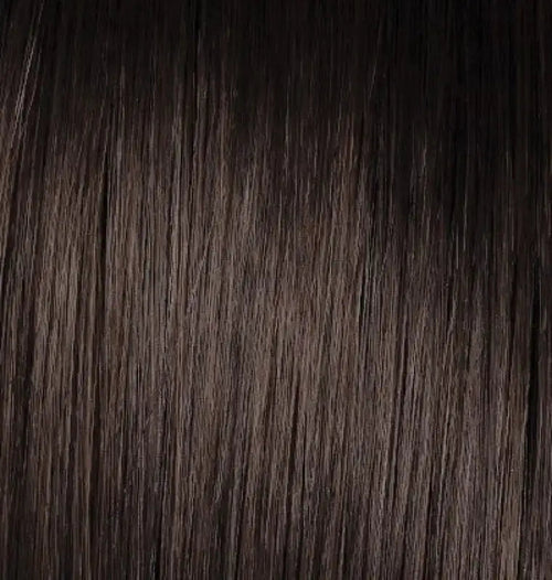 Midnight brown Hairdo 18-inch human hair highlight clip-in extension by Peach Clymene, showing three textured hair extension pieces