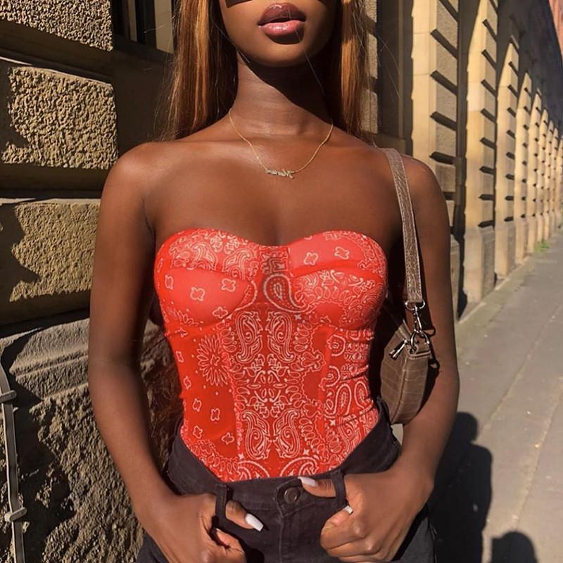 Blue Charlie printed bandana corset crop top for women, featuring a sexy bustier tank design and trendy 2020 fashion style.