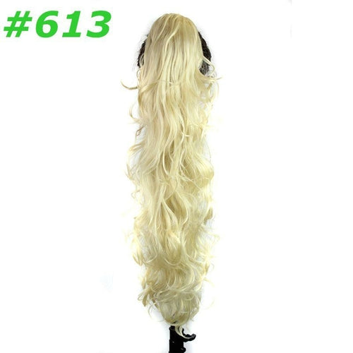Blue Charlie synthetic curly wavy clip-in ponytails for women, featuring claw clips for easy attachment and versatile styling.