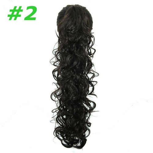 Blue Charlie synthetic curly wavy clip-in ponytail for women, easy to attach with claw clip, adds volume and style.