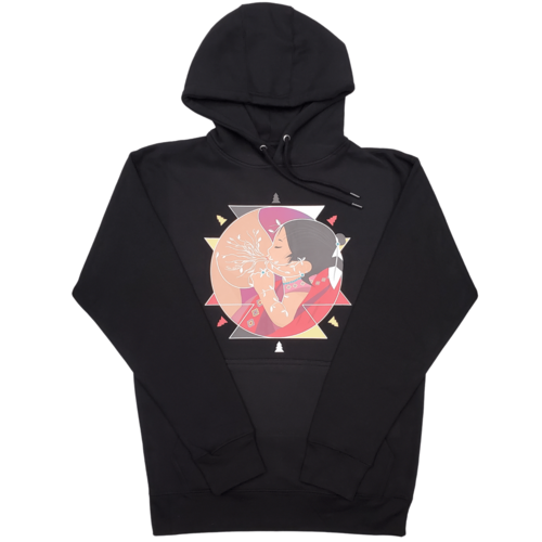 Red and black Nde (My Heart) hoodie by Grey Trillium, featuring bold design and comfortable sweater material.