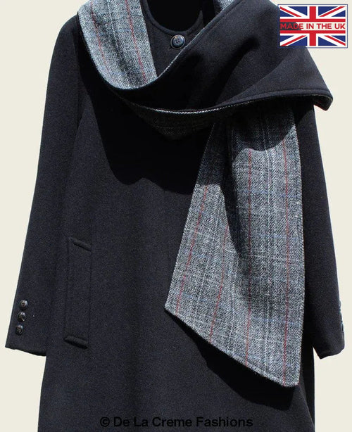 Black Wool and Cashmere Overcoat with Scarf Detail by Rose Eleusis, stylish jackets and coats for fall and winter.