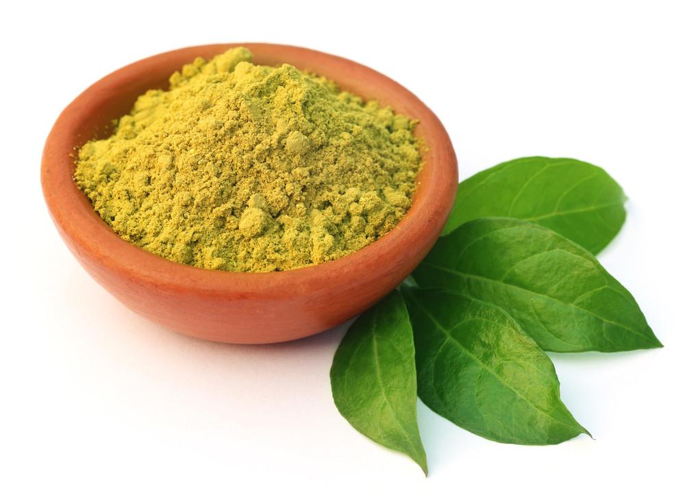 Natural red hair color with henna and Himalayan herbs from Azure Eurybia, showcasing a vibrant, herbal hair dye product.