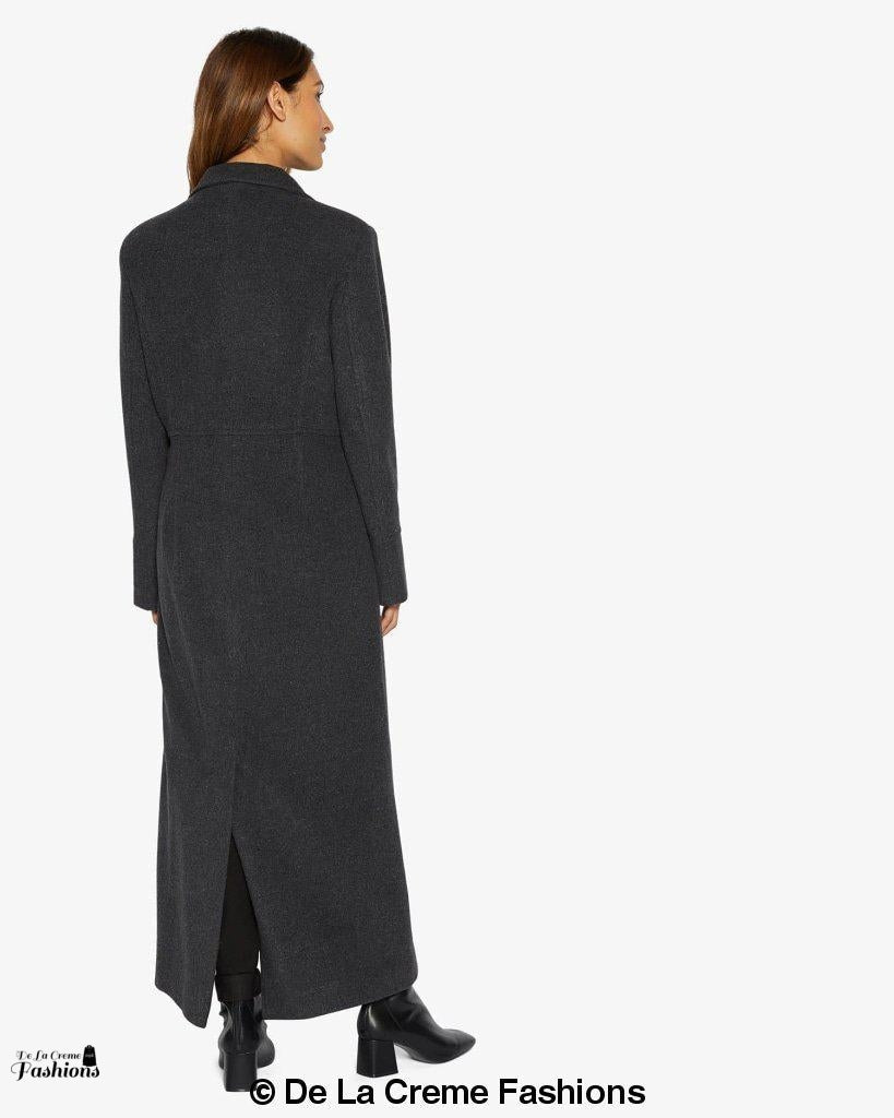 Rose Eleusis slim fit wool blend longline maxi coat, stylish jacket with tailored silhouette and cozy fabric for cold weather.