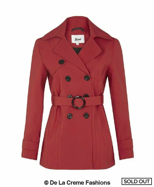Rose Eleusis spring/summer double-breasted short coat in red, showcasing tailored design and stylish lapel details.