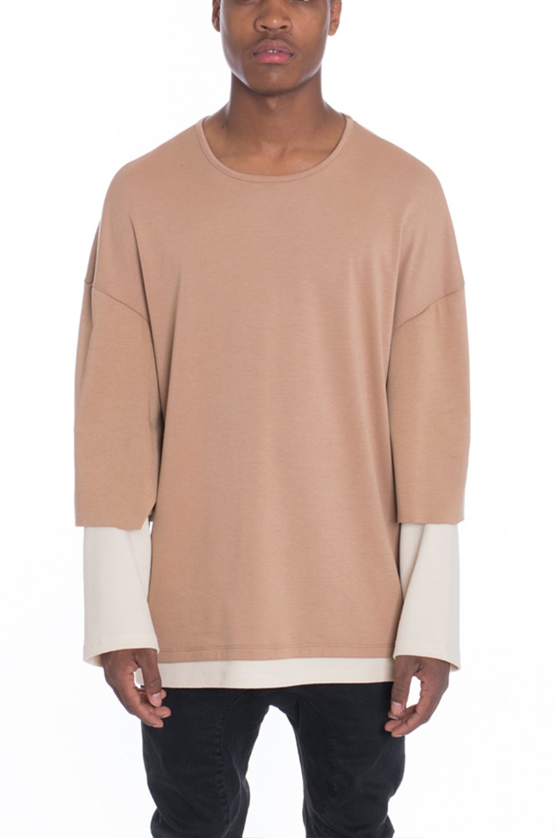Taupe Lime Milo Cortez Slouch Long Sleeve T-shirt with relaxed fit and long sleeves, casual style for everyday wear.