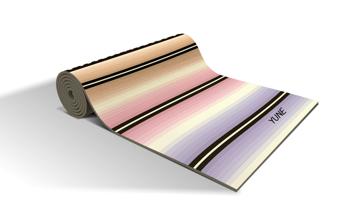 Rose Sooty yoga mat with striped 6mm thickness, non-slip eco-friendly design, perfect for exercise and fitness routines.