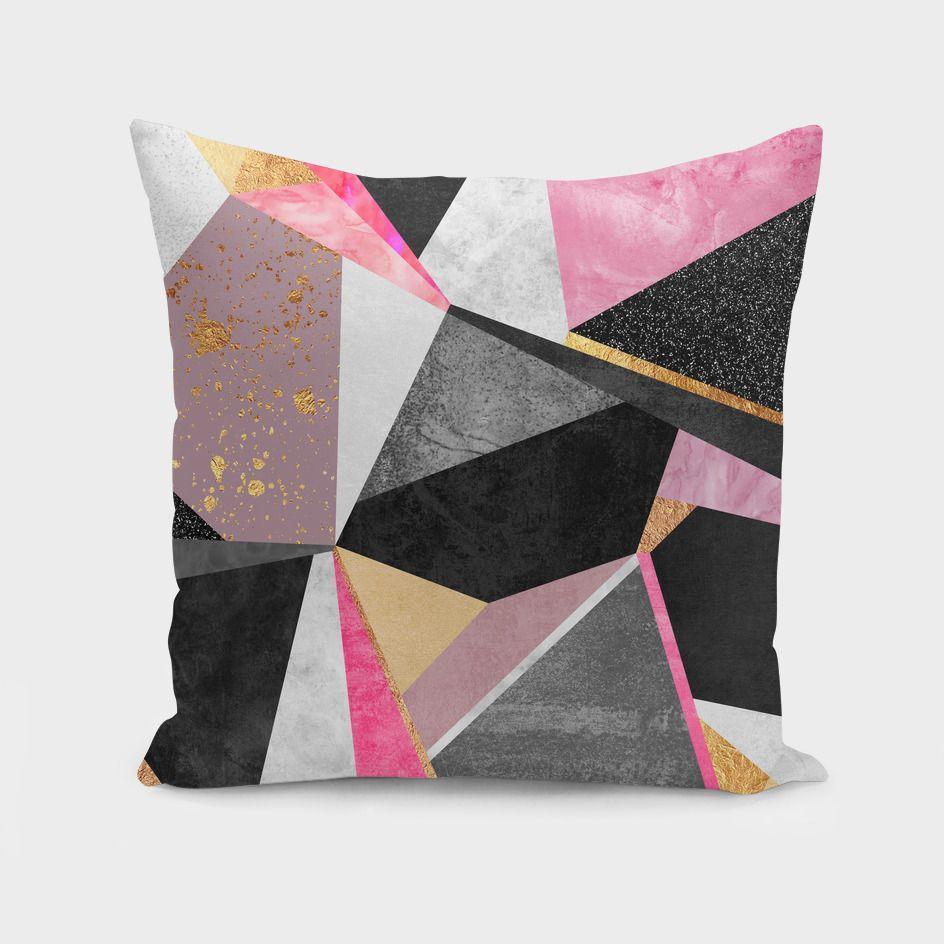 Pink geometric cushion from Scorpius featuring a modern design, soft fabric, and decorative throw pillow for stylish interior decor.
