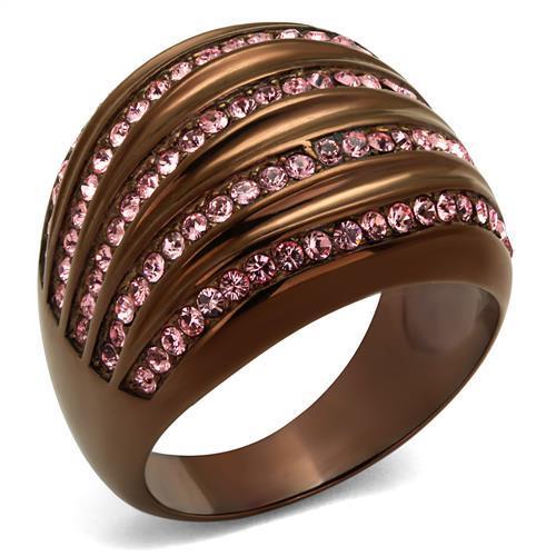 Turquoise Tiger TK1789LC IP coffee stainless steel ring with a sleek, polished design and smooth band.