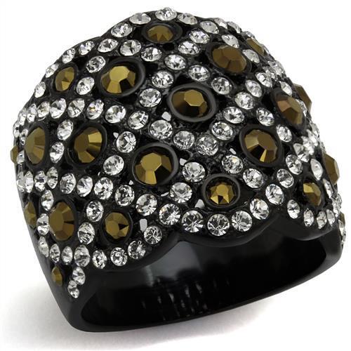 Black stainless steel ring with ion plating, stylish TK2197 IP Black ring from Turquoise Tiger, showcasing sleek, modern design.