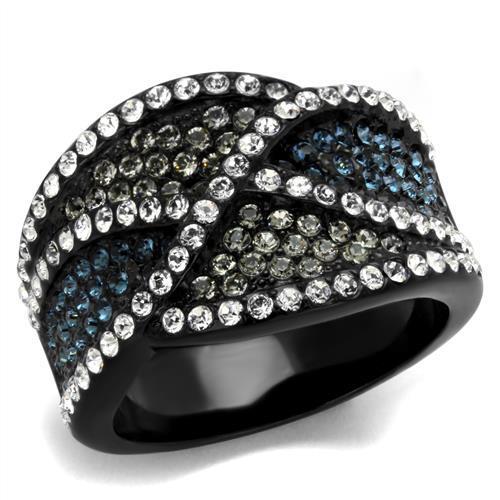 Turquoise Tiger TK2357 IP Black stainless steel ring featuring sleek ion plating, designed for stylish wear.