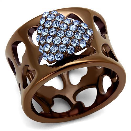 Turquoise Tiger TK2676 IP coffee light stainless steel ring featuring a sleek, polished band with a modern design.