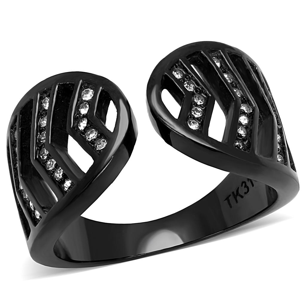Black ion plating stainless steel ring with sleek design from Turquoise Tiger, perfect for modern jewelry style.