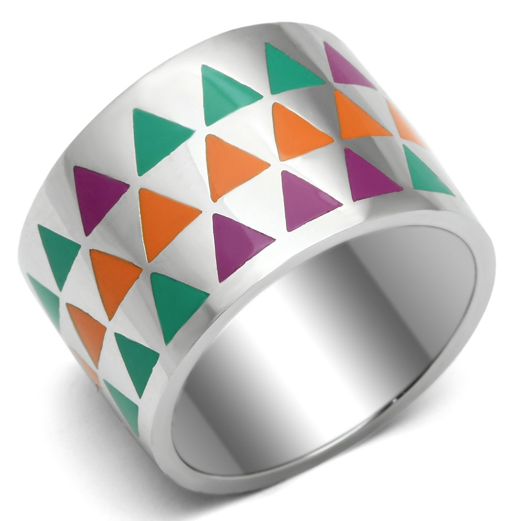 High polished stainless steel ring from Turquoise Tiger TK675, showcasing a sleek, shiny finish and simple band design.