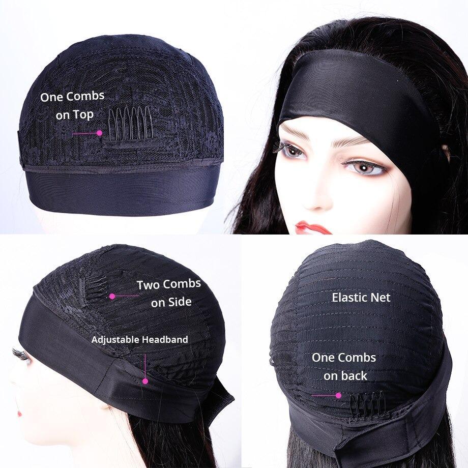 Cerise Alfie straight human hair headband wig with scarf, easy wear, no glue, designed for women, suitable for bath and beauty use