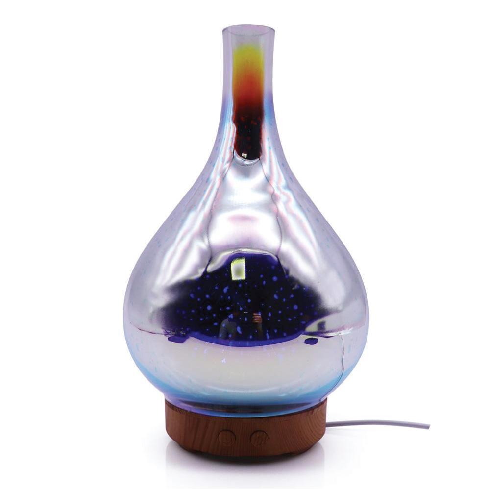 Ozdingo mirror 3D fireworks ultrasonic essential oil diffuser with glass body and LED lamp for aromatherapy and humidification