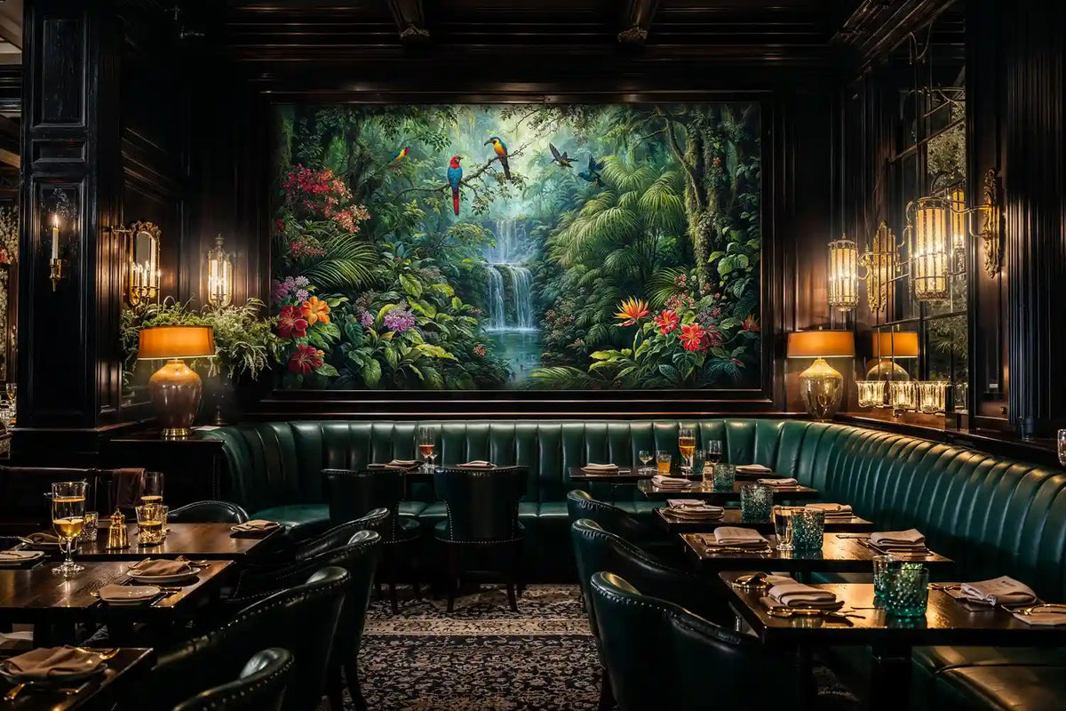 Tropical Waterfall with Exotic Birds Wall Mural