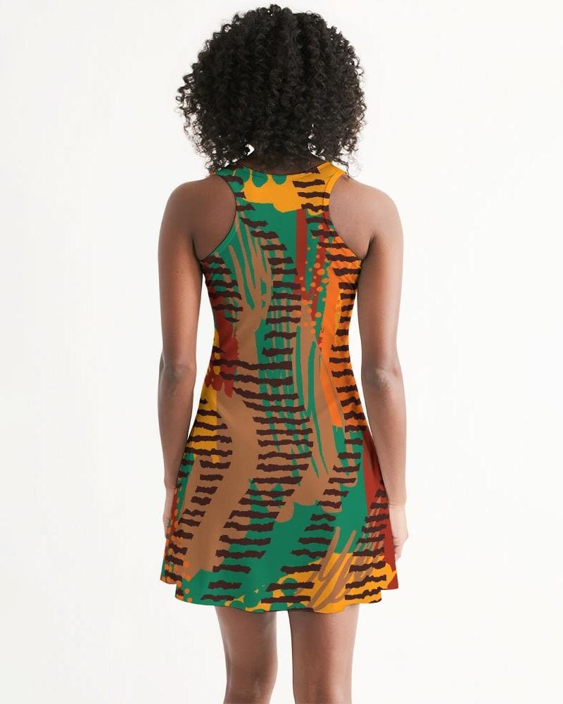 Orange and brown geometric style racerback women&