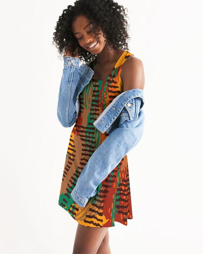 Orange and brown geometric style women&