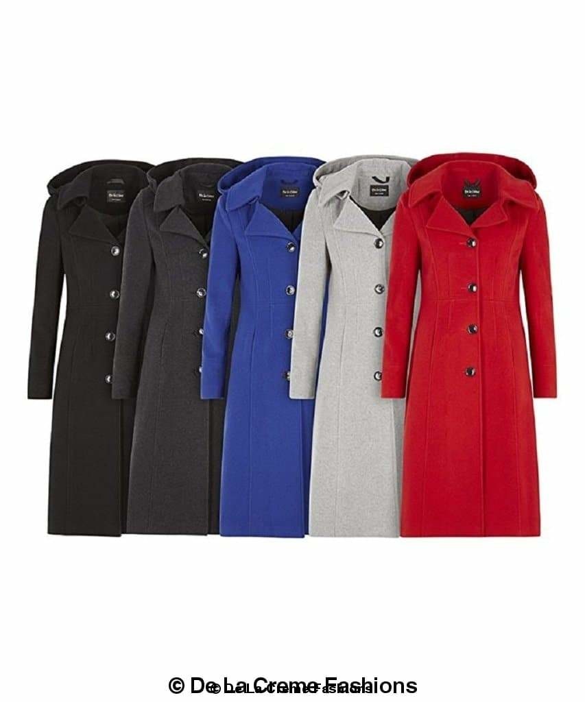 Rose Eleusis wool blend hooded mid-length coat, stylish jacket with a hood, in a cozy wool blend fabric.