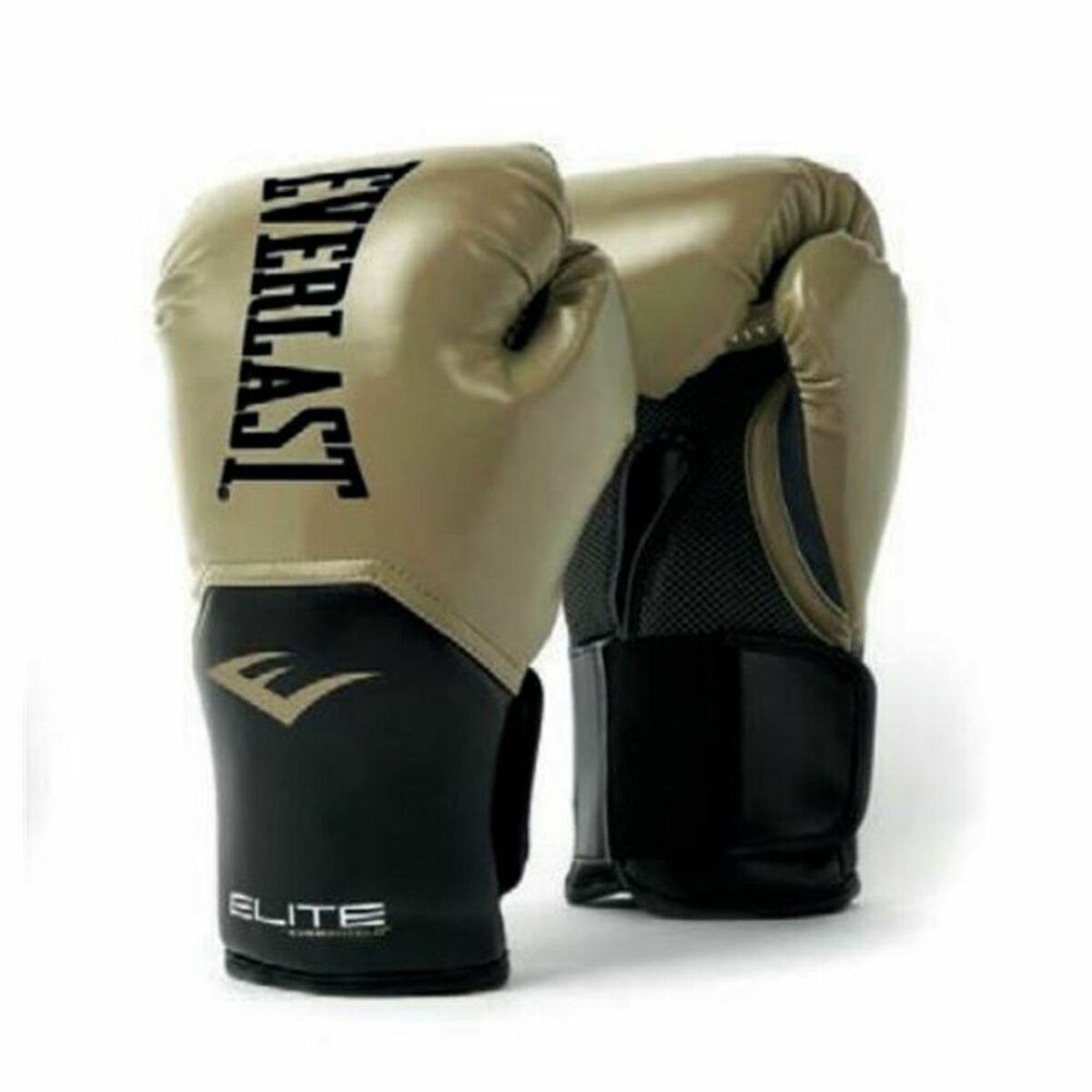 Everlast Elite 10 boxing gloves in black with red accents, designed for boxing training and fights.