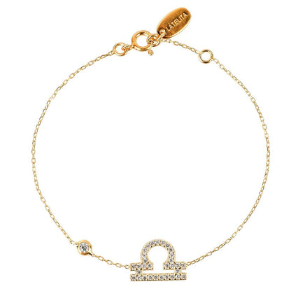 Gold Misty Zodiac Horoscope Star Sign Bracelet for Libra, stylish accessories with celestial charm and gold accents.