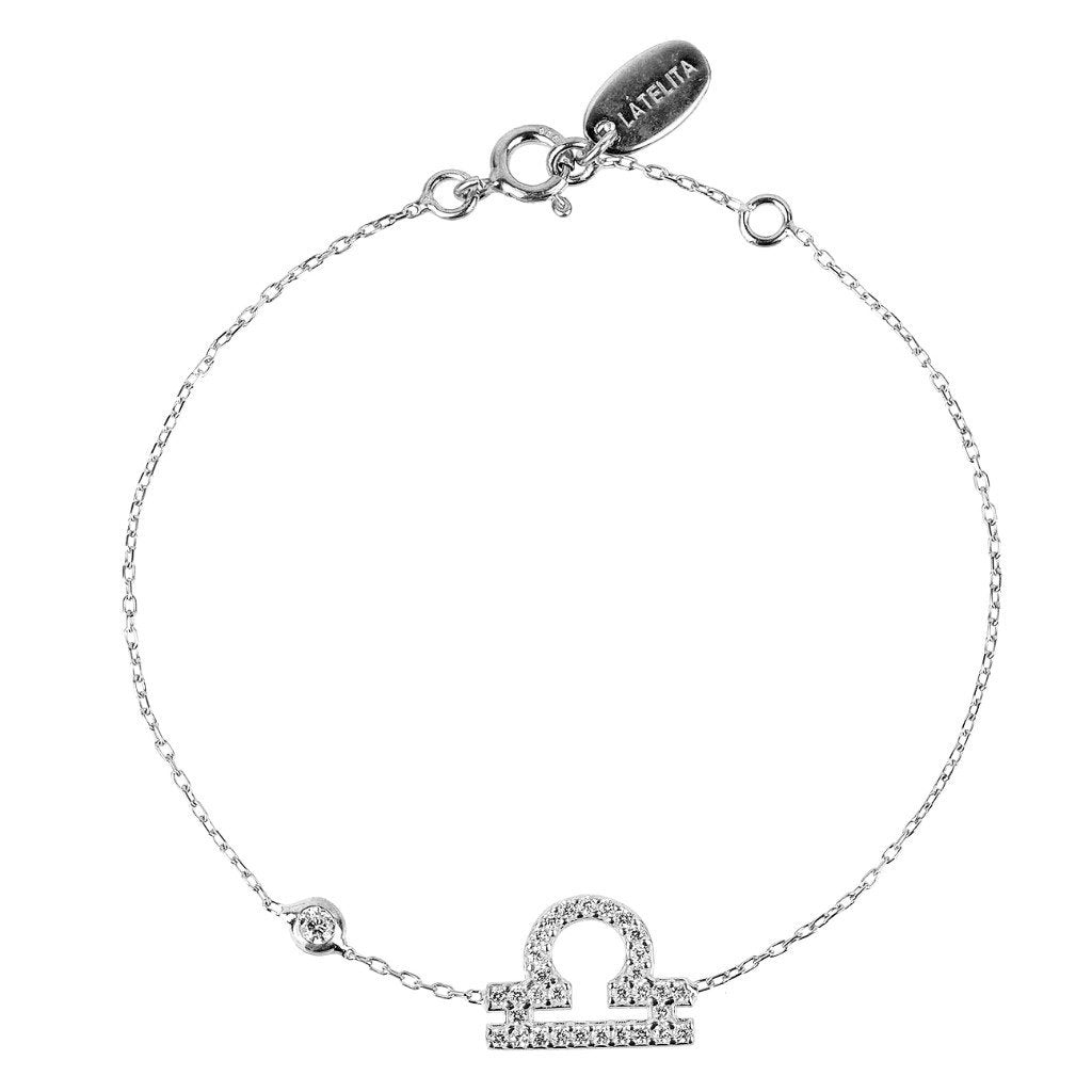 Gold Misty Libra zodiac horoscope star sign bracelet featuring a delicate charm and chain, perfect for astrology jewelry accessories.