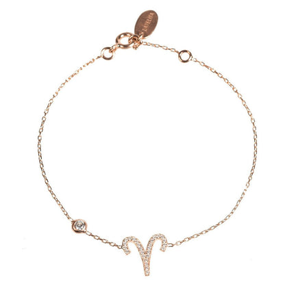 Gold Misty Aries zodiac star sign bracelet with celestial charm, adjustable accessories jewelry in silver and gold tones.