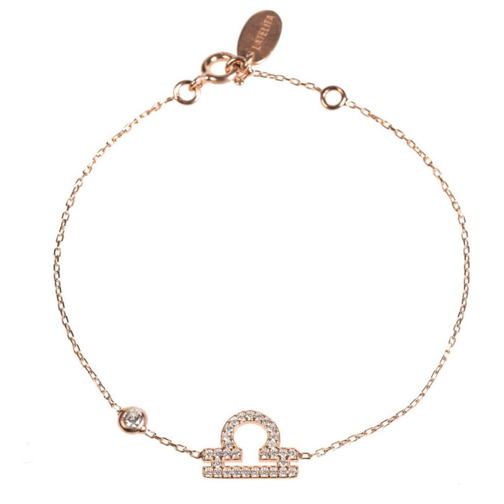 Gold Misty Zodiac Horoscope Star Sign Bracelet for Libra, featuring a sleek design with star accents and adjustable chain.
