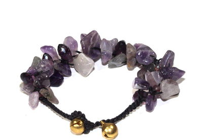 Raw Amethyst stone bracelet from Silver Hestia featuring natural purple gemstones and a silver clasp.