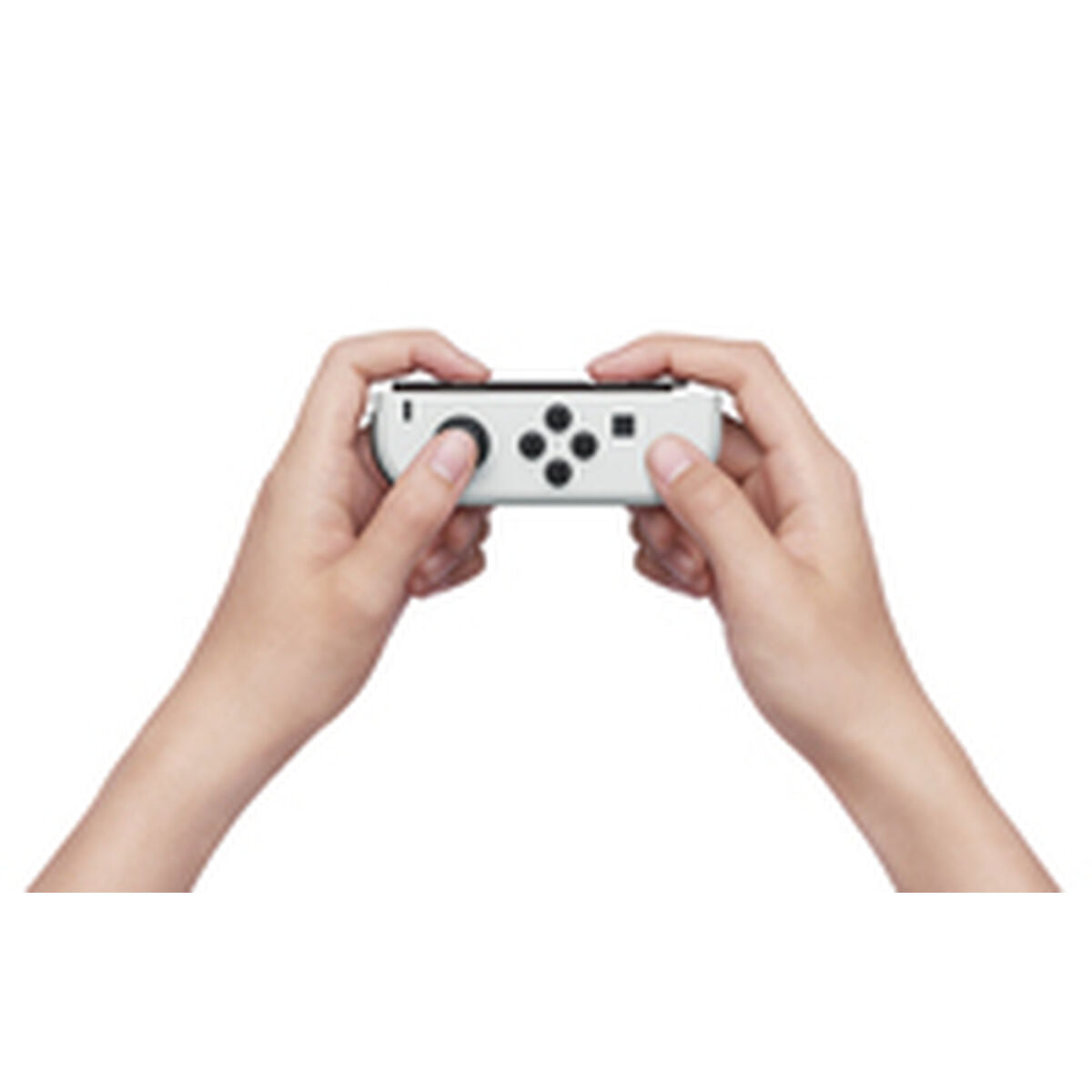 White Nintendo Switch gaming console by Bigbuy, showing the front view with screen and controllers.