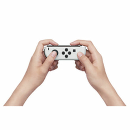 White Nintendo Switch gaming console with Joy-Con controllers from Bigbuy, showing front view with screen turned on.