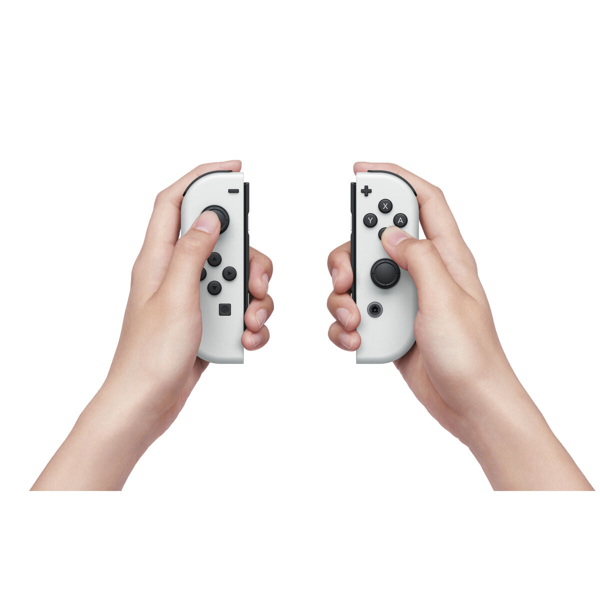 White Nintendo Switch gaming console by Bigbuy, featuring dual Joy-Con controllers and a sleek design.