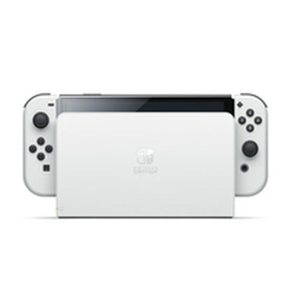 White Nintendo Switch console by Bigbuy with detachable Joy-Con controllers, front view showing screen and controls.