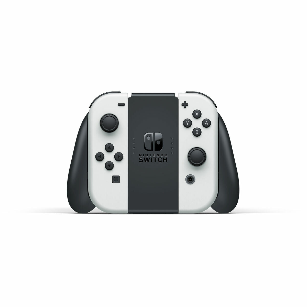 White Nintendo Switch gaming console by Bigbuy with Joy-Con controllers, shown in a close-up image.