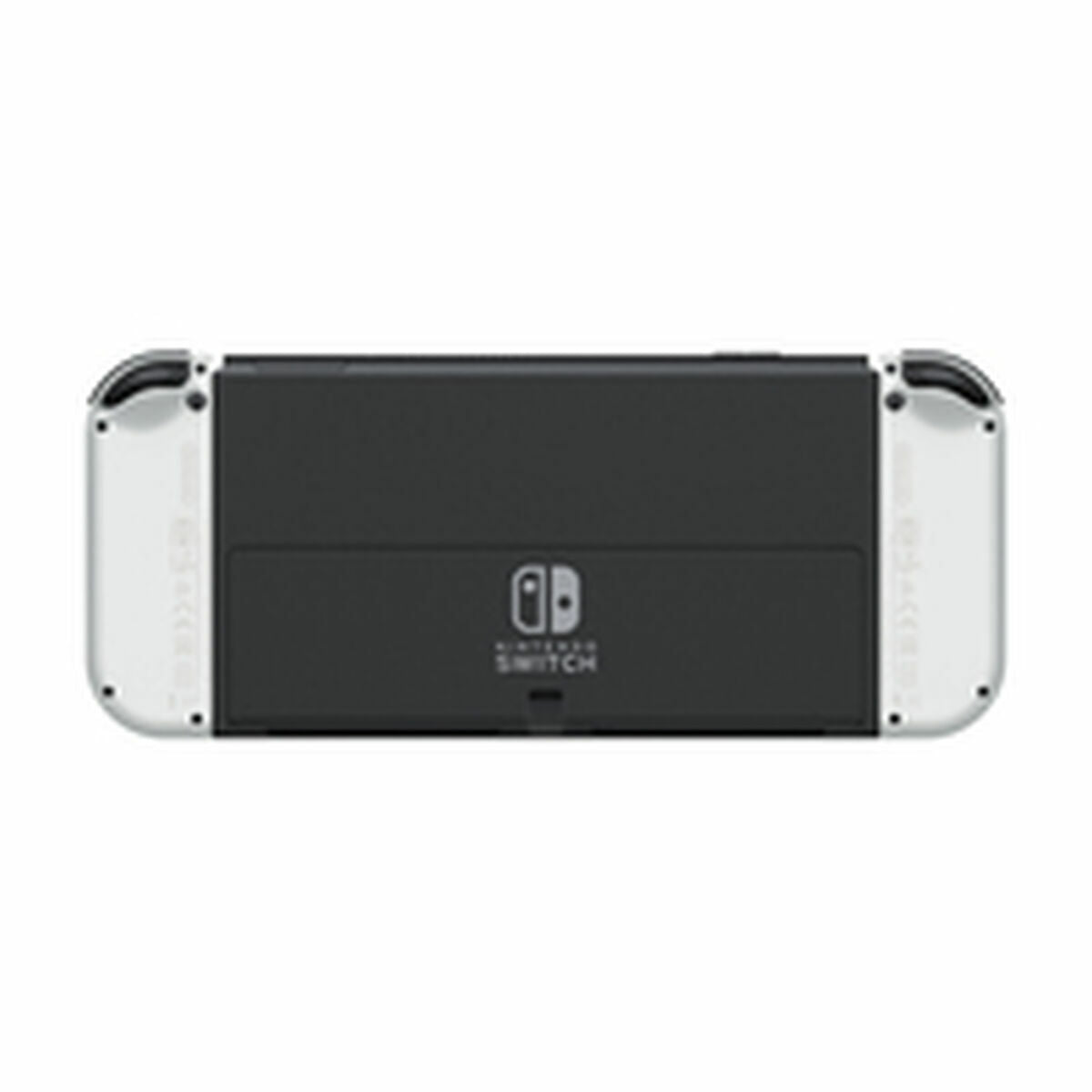 White Nintendo Switch console from Bigbuy with Joy-Con controllers, front view showing screen and controls.