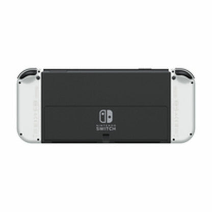 White Nintendo Switch console from Bigbuy with Joy-Con controllers, front view showing screen and controls.
