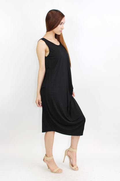 Yellow Hera pleated waist sleeveless dress with a flowing fabric and stylish design, perfect for casual or semi-formal wear.