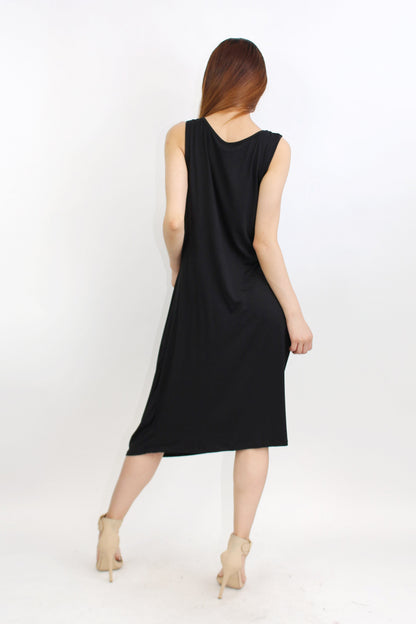 Yellow Hera pleated waist sleeveless dress with a flowy skirt and fitted bodice, perfect for summer or casual occasions.